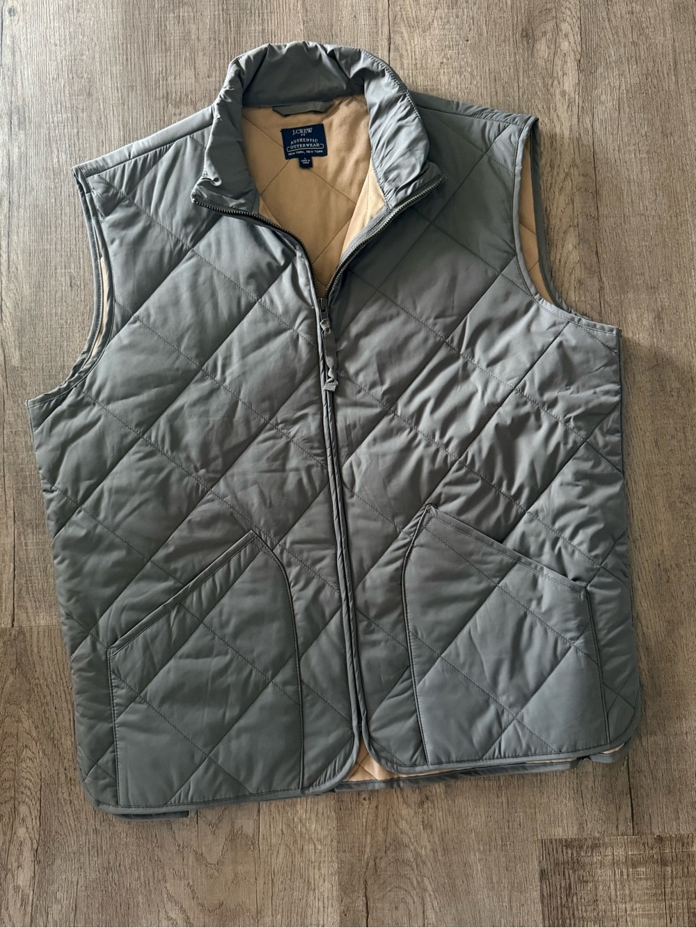 J. Crew Quilted Men’s Vest - Gray/Tan